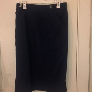 Blue work a line skirt metal detail split back